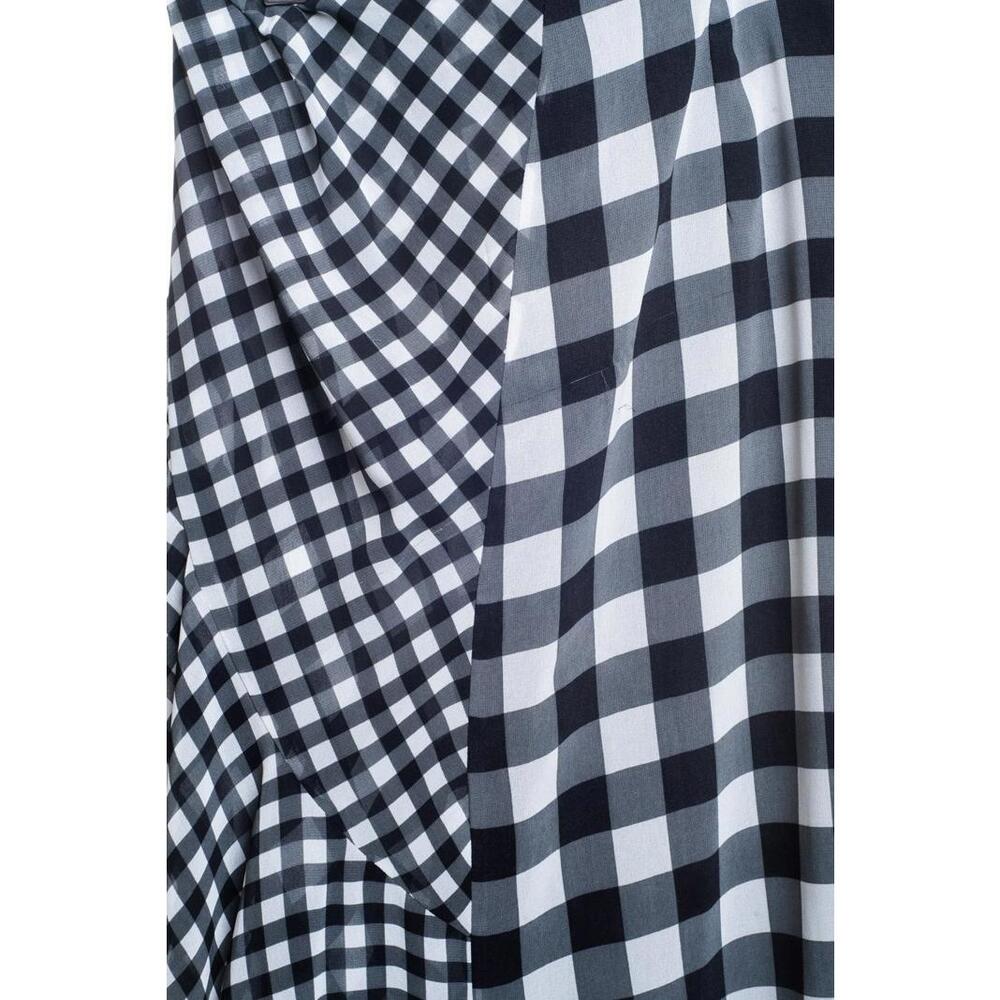 Self-Portrait Asymmetric Draped Gingham Midi Skirt - Picture 4 of 5